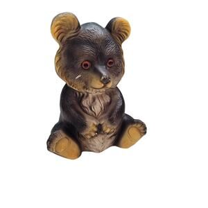 Retro Japan Made Brown Chalkware Bear Coin Piggy Bank